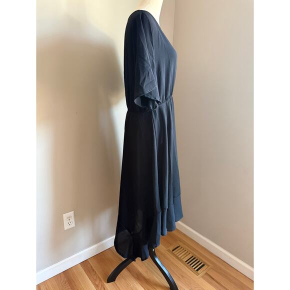 Black Whimsygoth Fairy Midi Dress | Flowy Batwing Sleeves | Witchy Romantic | XL - Picture 2 of 8